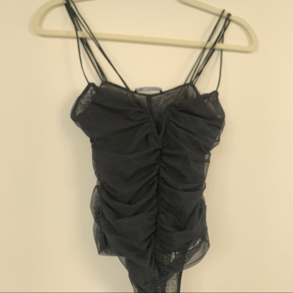 ZARA BLACK TULLE STRAPPY BODYSUIT